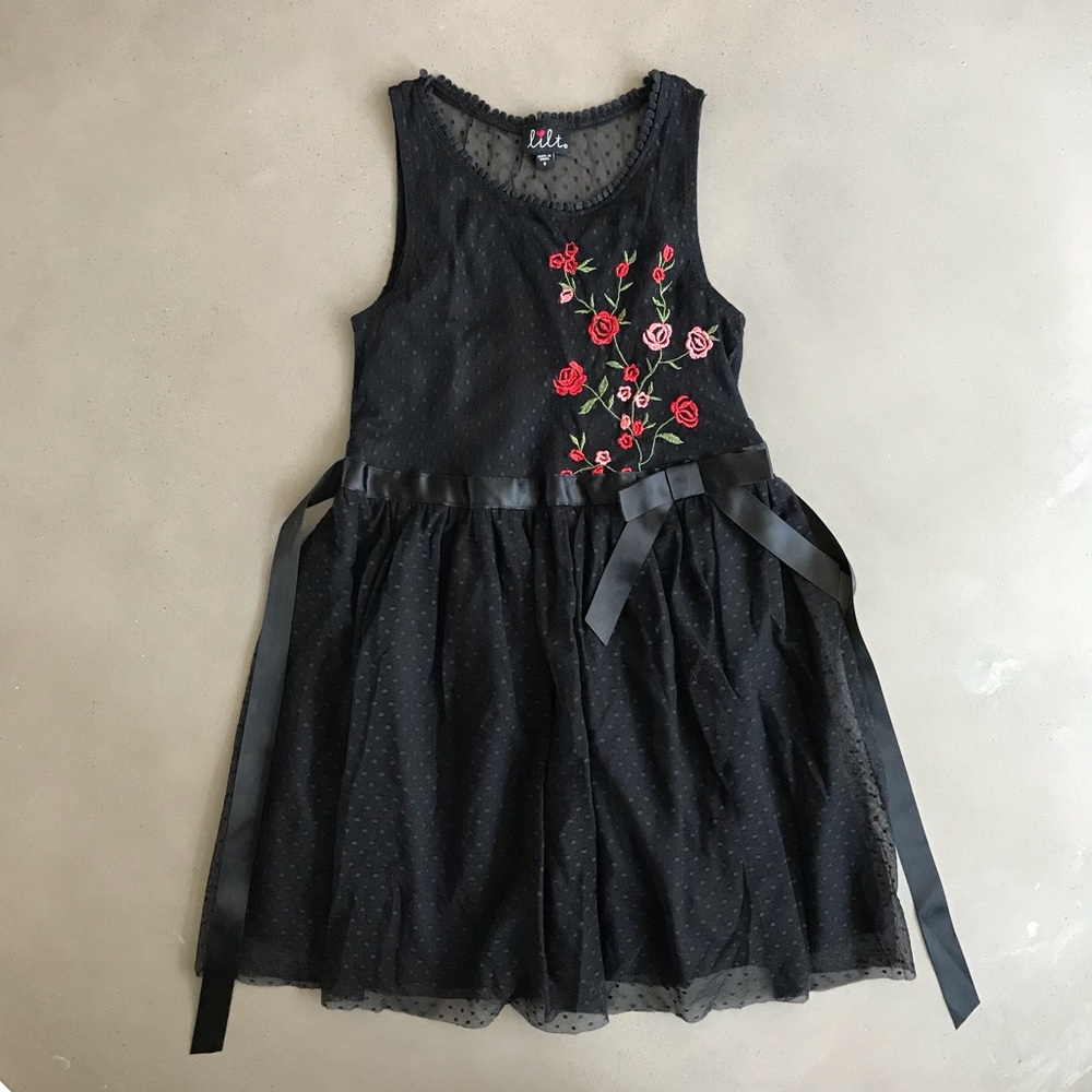 Lilt Black And Red Rose Dress